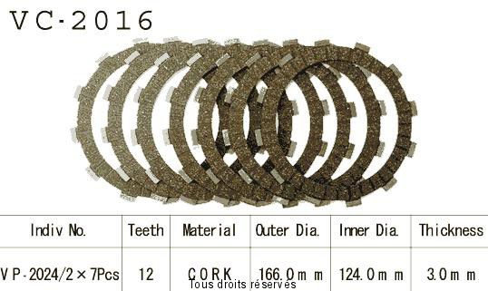 Disques garnis d'embrayage VC2016