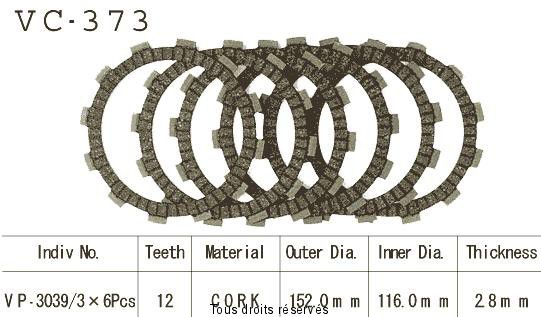 Disques garnis d'embrayage VC373