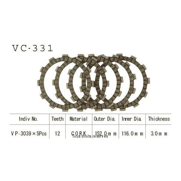 Disques garnis d'embrayage VC331