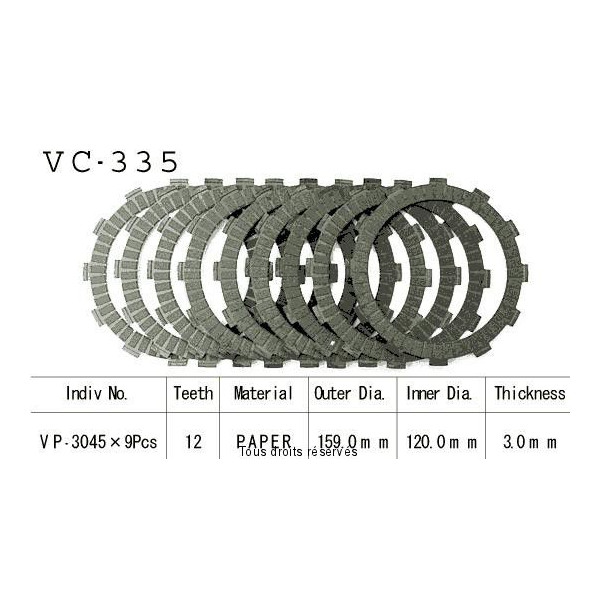 Disques garnis d'embrayage VC335