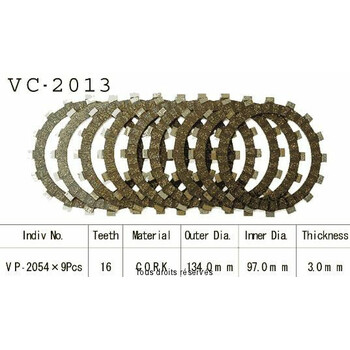 Disques garnis d'embrayage VC2013 Kyoto