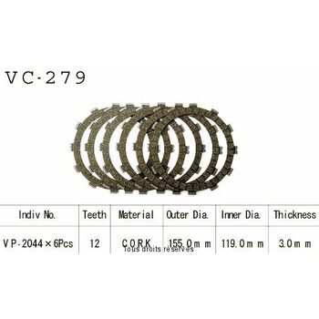Disques garnis d'embrayage VC279 Kyoto