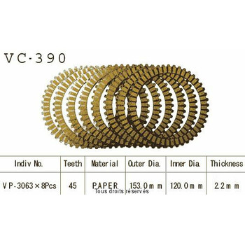 Disques garnis d'embrayage VC390 Kyoto