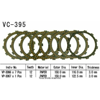 Disques garnis d'embrayage VC395 Kyoto