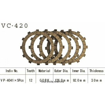 Disques garnis d'embrayage VC420 Kyoto