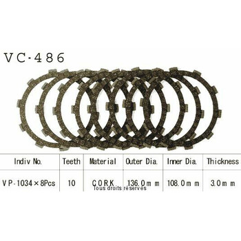 Disques garnis d'embrayage VC486 Kyoto
